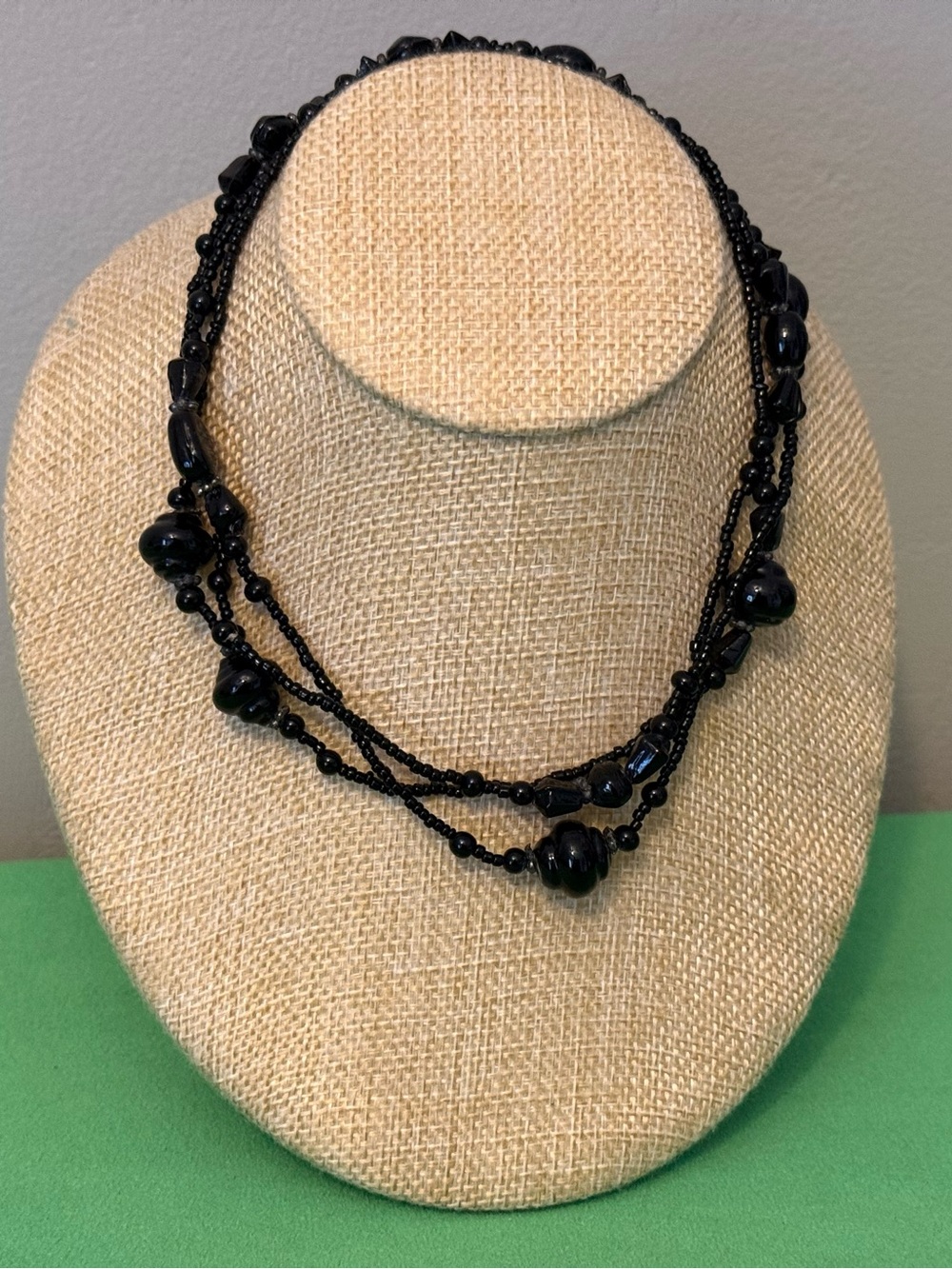 Black Multi-Strand Beaded Necklace - Women Jewelry